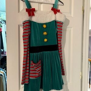 Festive Green and Red Holiday Dress